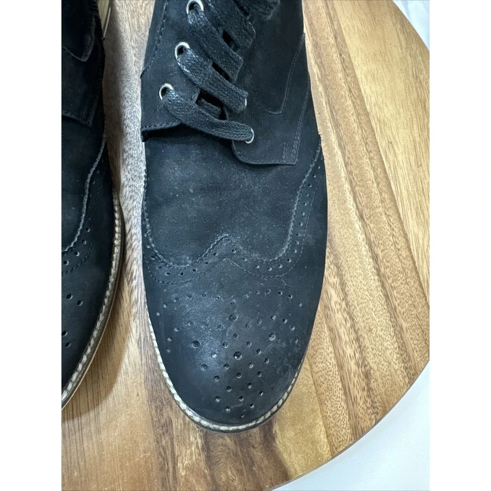 Bugatchi Uomo Chukka Boots 10.5 Black  Gray Leather Suede Zip Lace Oxford  Shoes